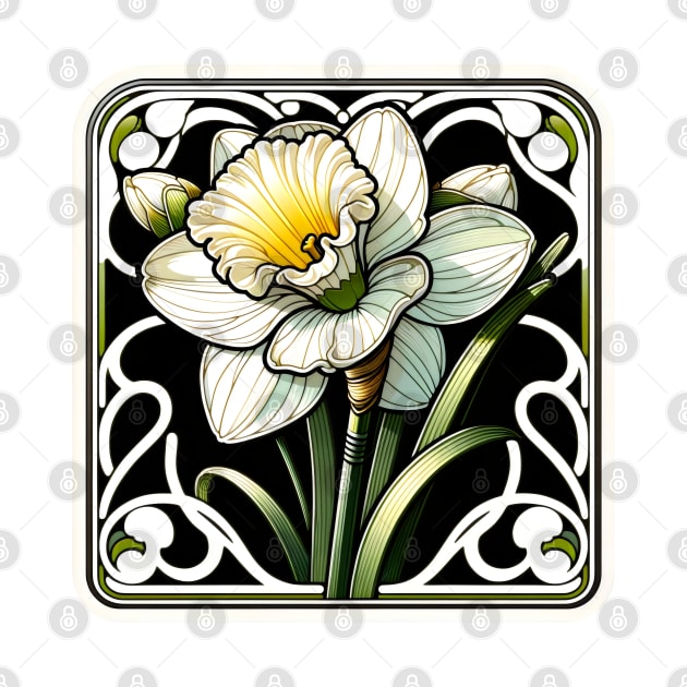 art nouveau narcissus december Birth Month Flower by OddHouse