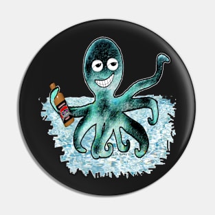 Drinking Octopus Pin