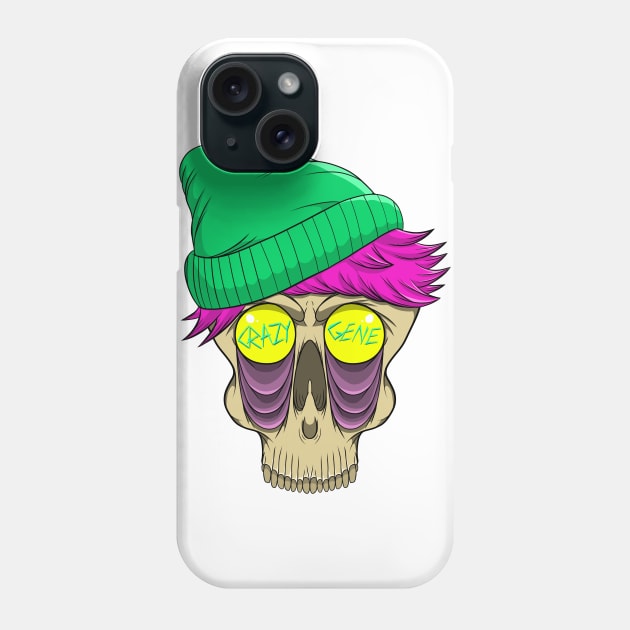 Crazy-Gene skull Phone Case by GingerGene