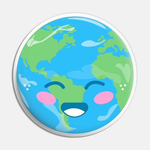 Kawaii Earth - Cute Earth Pin by KawaiSticker