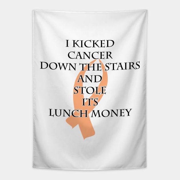 Cancer Bully (Peach Ribbon) Tapestry by BlakCircleGirl