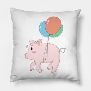 Floating Pig with Ballon Cartoon Pillow