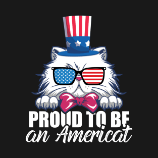 Patriotic American Cat Funny Americat Pun T-Shirt