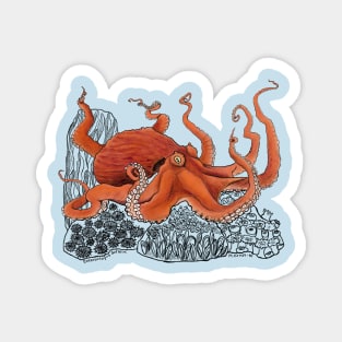 Red Giant Octopus Doodle Magnet