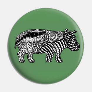 Hippopotamus Zentangle drawing Pin