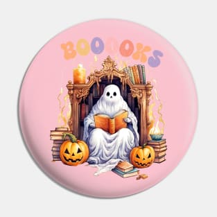 Funny Halloween Cute Ghost Book Reading School Teacher Pin