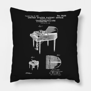 Wurlitzer Piano Patent White Pillow