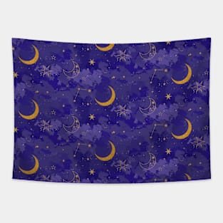 Moon And Stars Pattern Tapestry