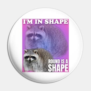 I'm in shape round is a shape, raccoon meme Pin