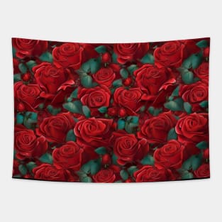 Floral Pattern Red Rose Flowers Tapestry