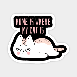 Home is where my cat is fun slogan. Magnet