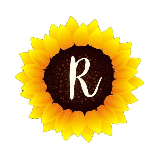 Floral Monogram R Bright Yellow Sunflower by floralmonogram