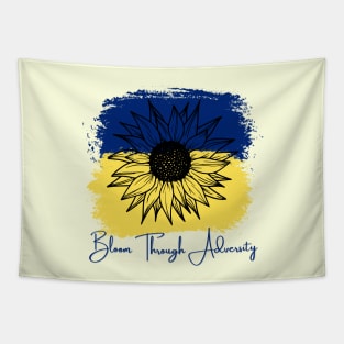 Bloom Through Adversity - Sunflower/Ukrainian Flag (Paint Streak) Tapestry