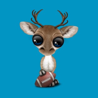 Cute Baby Reindeer Playing With Football T-Shirt