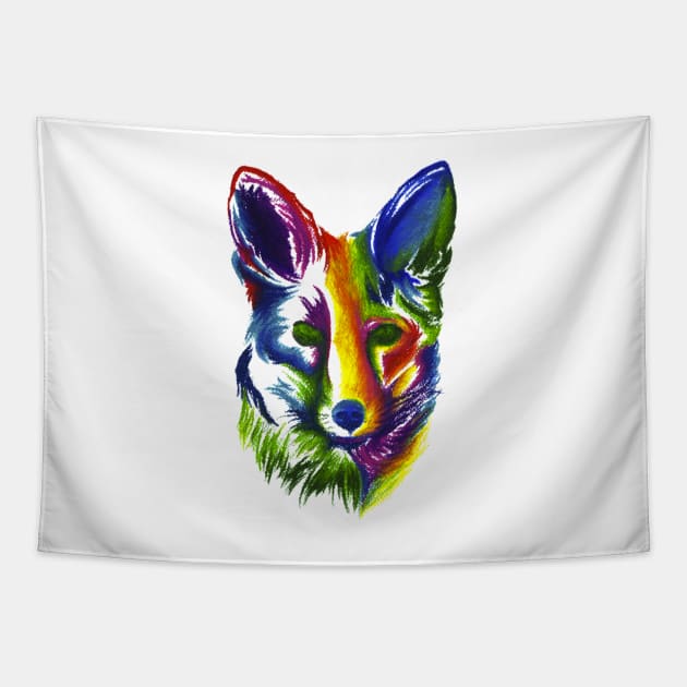 Multicolored Fox Tapestry by ArtbyRosalie