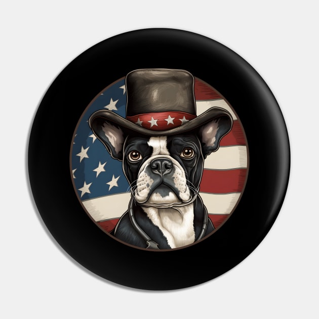 Patriotic Boston Terrier Pin by NatashaCuteShop