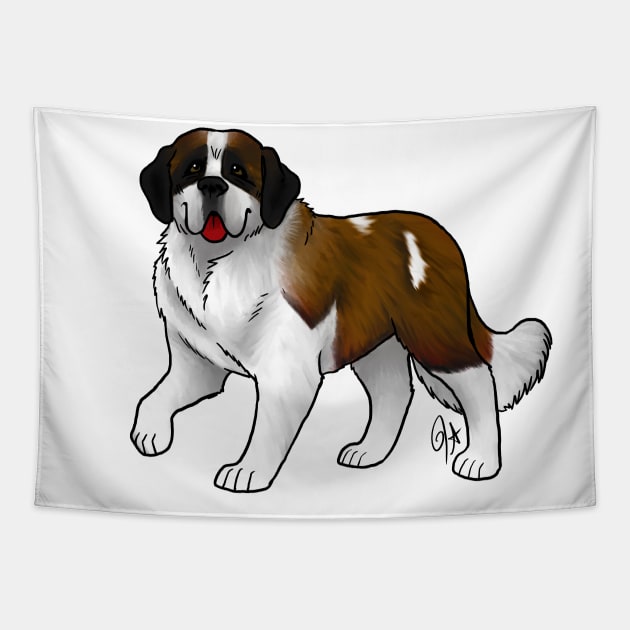 Dog - Saint Bernard - Black White and Tan Tapestry by Jen's Dogs Custom Gifts and Designs