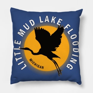 Little Mud Lake Flooding in Michigan Heron Sunrise Pillow