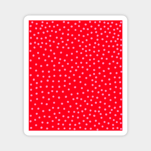 Pink Polka Dot Spots on Red Pattern Magnet