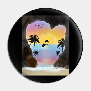 Dolphins sunset Pin