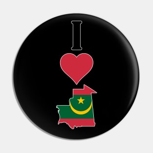 I Heart Mauritania Vertical I Love Mauritanian National Flag Map Pin