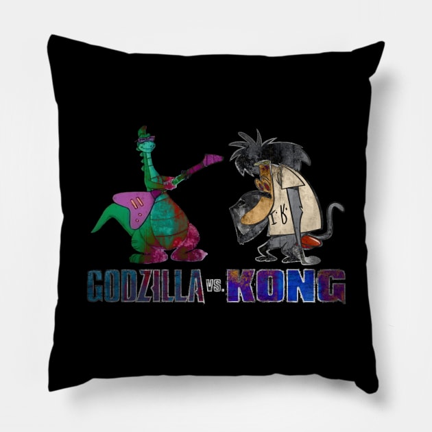 Godzilla Vs. Kong (Denver The Last Dinosaur Vs. I.R. Baboon) Pillow by killshrednar