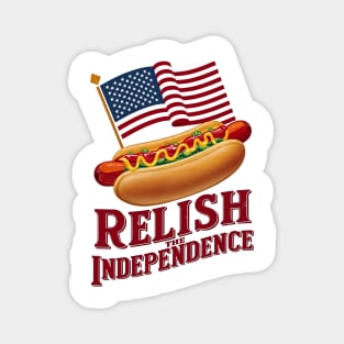 Relish the Independence: American Hot Dog and Patriotic Colors Magnet