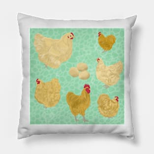 Buff Orpington Chickens Mint Pillow