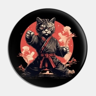 Samurai Ninja Cat with Japanese Kimono Pin