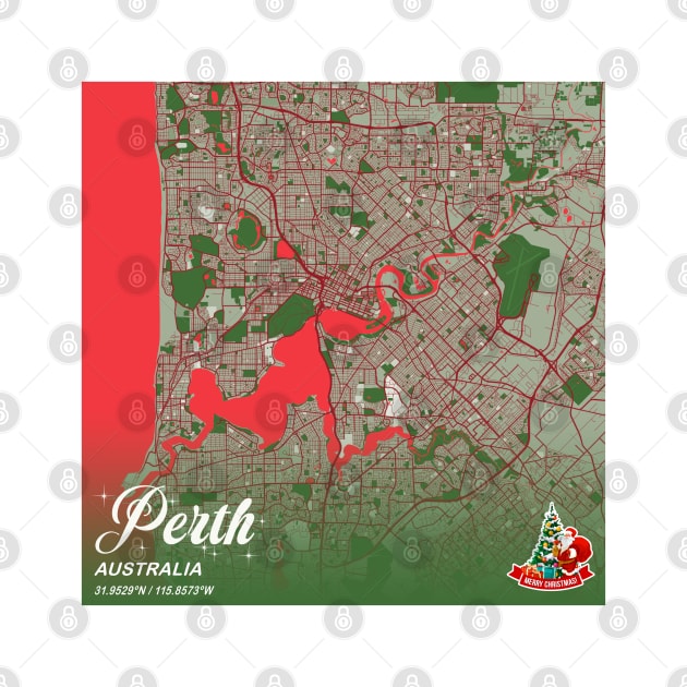 Perth - Australia Christmas Map by tienstencil