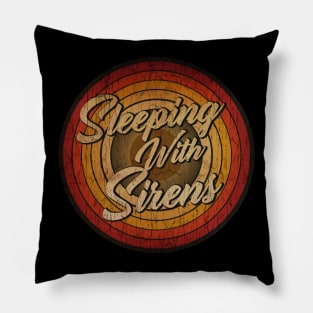 arjunthemaniac,circle retro faded Sleeping With Sirens Pillow