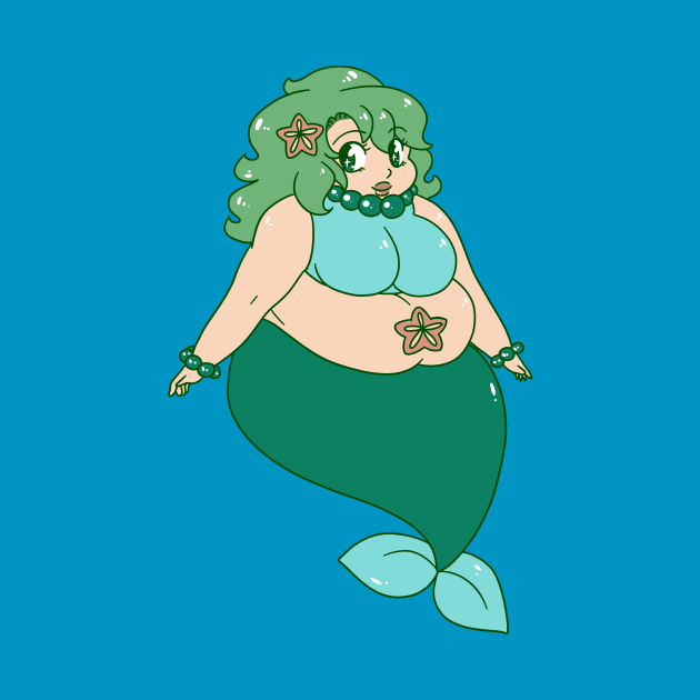 Chubby Green-Haired Mermaid by saradaboru