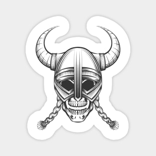 Skull in Viking Helmet Magnet