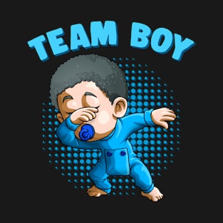 Team Boy Funny Gender Reveal Party Dabbing Black Baby Boy T-Shirt