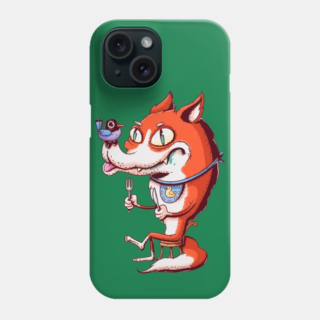 Fox getting ready for meal with bird Phone Case by stark.shop