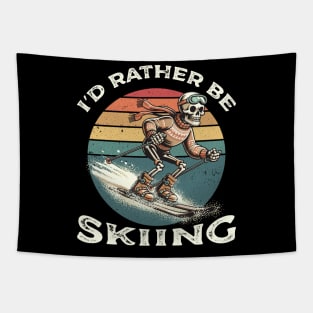 Skeleton Skiing Tapestry