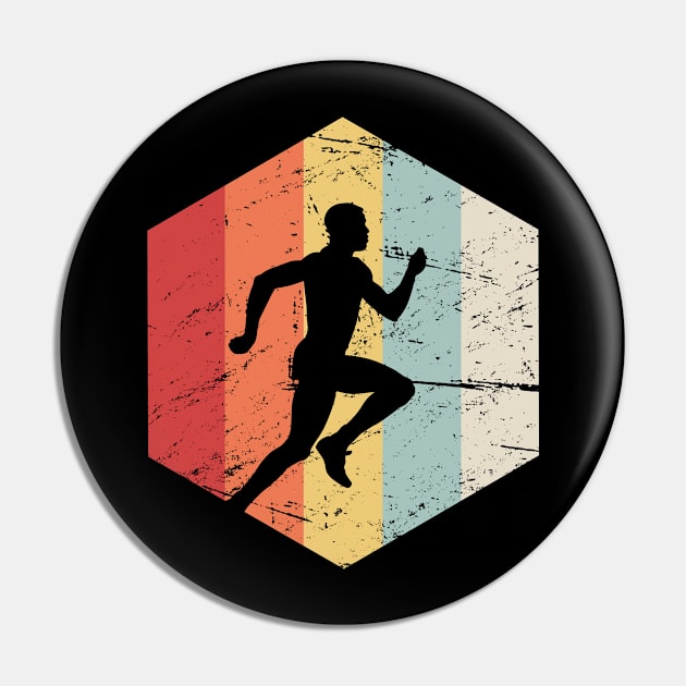 Retro 70s Cross Country Running Icon Pin by Wizardmode