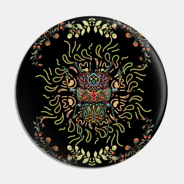 Beetle Mandala - Symetric design Pin by MagicTrick