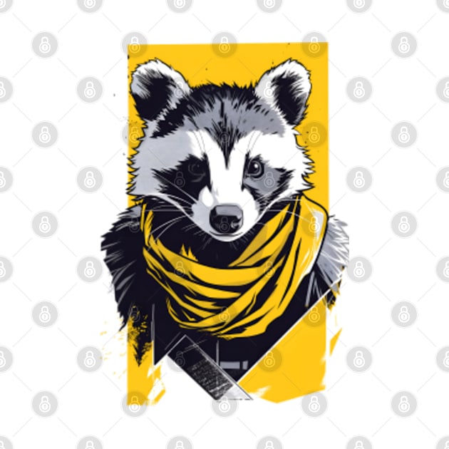 Badger with a Scarf - Yellow - Fantasy by Fenay-Designs