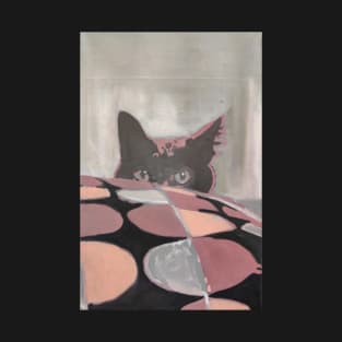 Cat behind a pillow painting T-Shirt