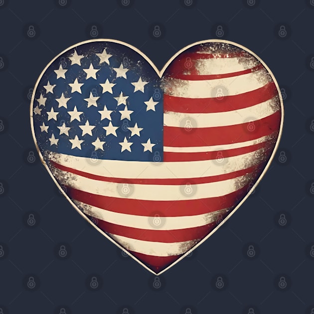 Vintage USA Flag Heart Shaped by SOS@ddicted