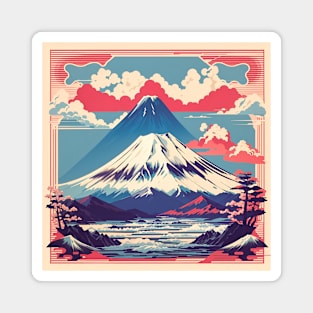 mount fuji retro art Magnet