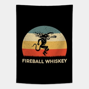 Fireball Whiskey Retro Sunset Tapestry