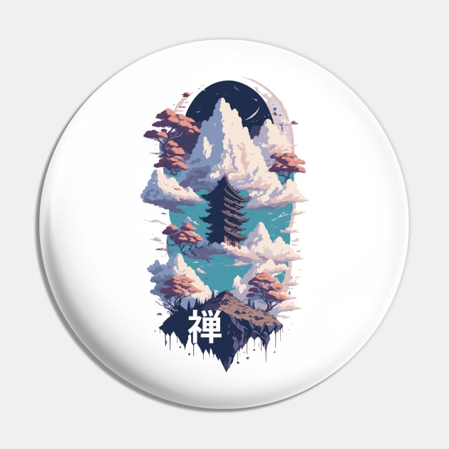 Harmonious Zen: Japanese-Inspired Artwork Pin by ArtMichalS