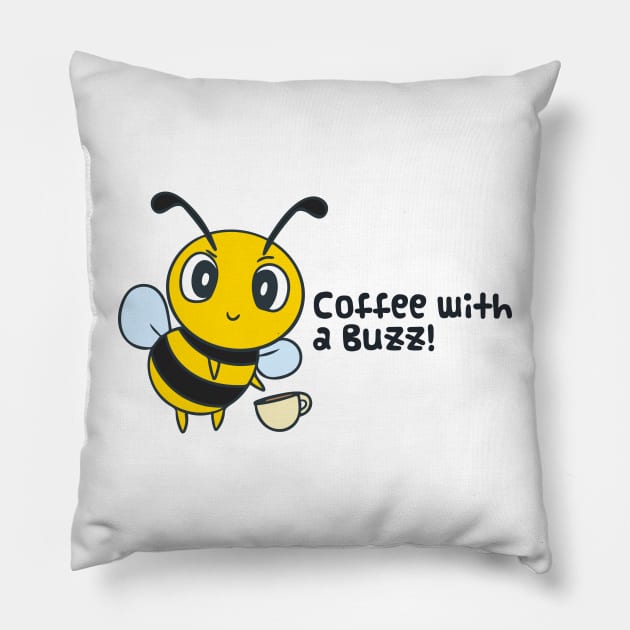 Coffee with a Buzz! Busy Bee Pillow by Nicheek