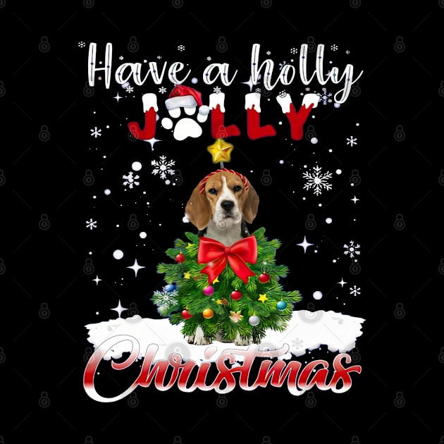 Have A Holly Jolly Christmas Beagle Dog Xmas Tree by cyberpunk art