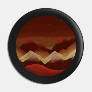 Maroon Red Watercolour Style Mountain Scene at Sunset Pin