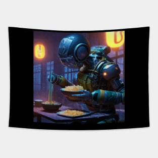 Robot eat ramen Tapestry