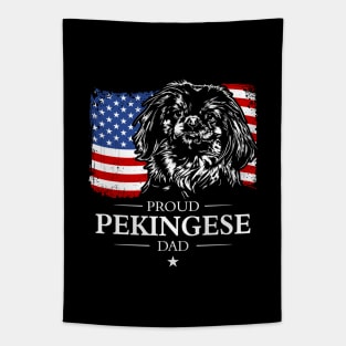 Proud Pekingese Dad American Flag patriotic dog Tapestry