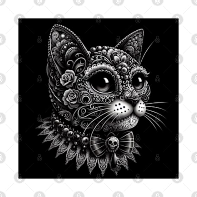 Black Cat Sugar Skull by Fanciful Wonder